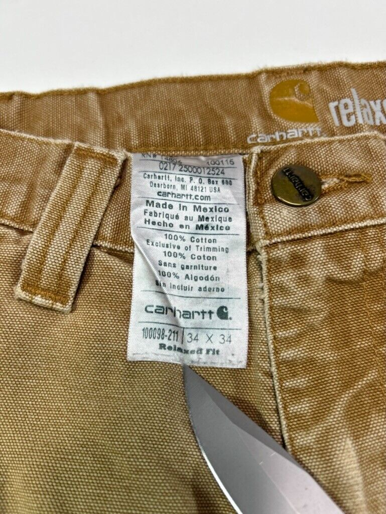 Distressed Carhartt Canvas Workwear Double Knee Pants Size 34W