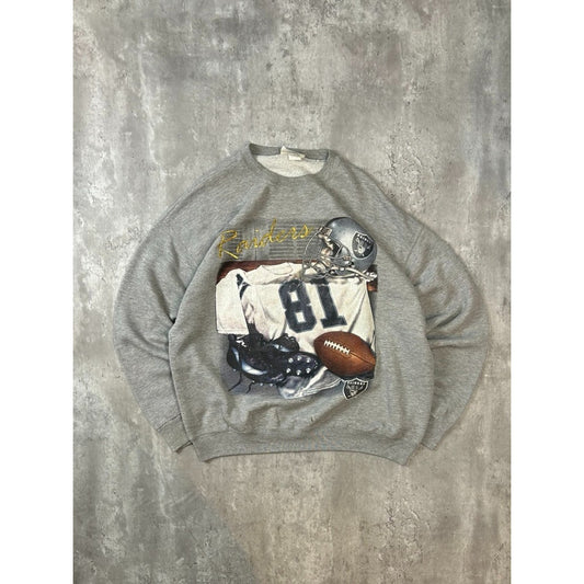 Vintage 90s Oakland Raiders NFL Equipment Graphic Football Sweatshirt Size XL