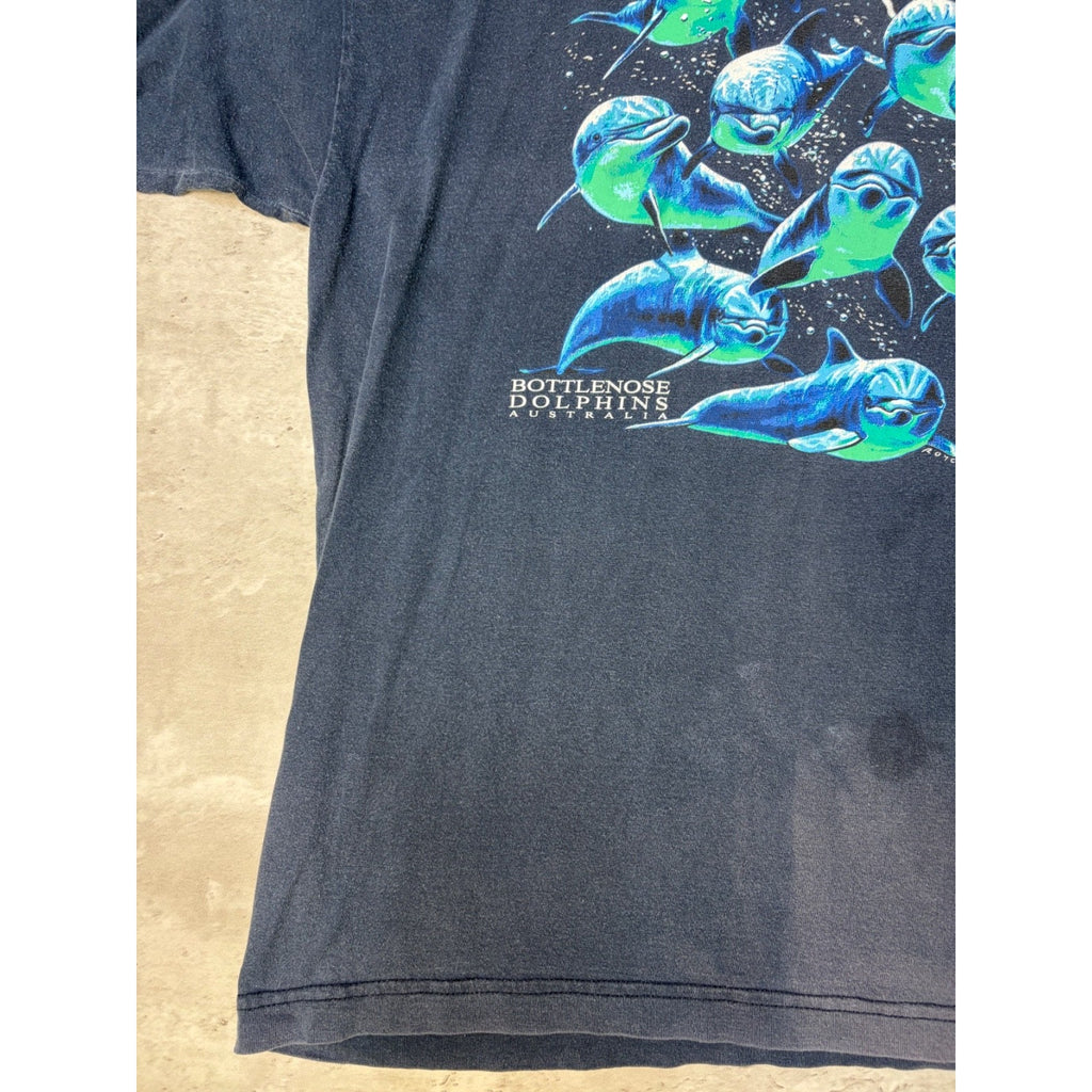 Vintage 90s Bottlenose Dolphins Australia Nature Destination T-Shirt Size Large