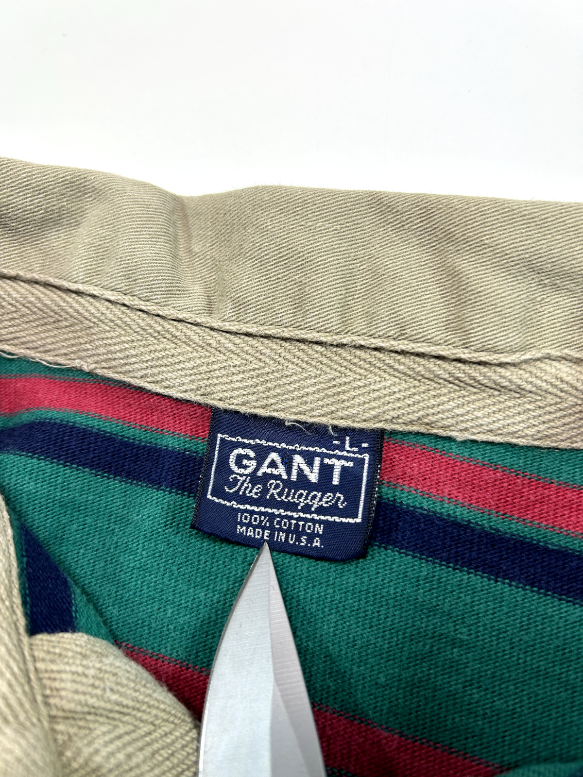 Vintage 90s Gant Striped Quarter Button Long Sleeve Rugby Shirt Size Large