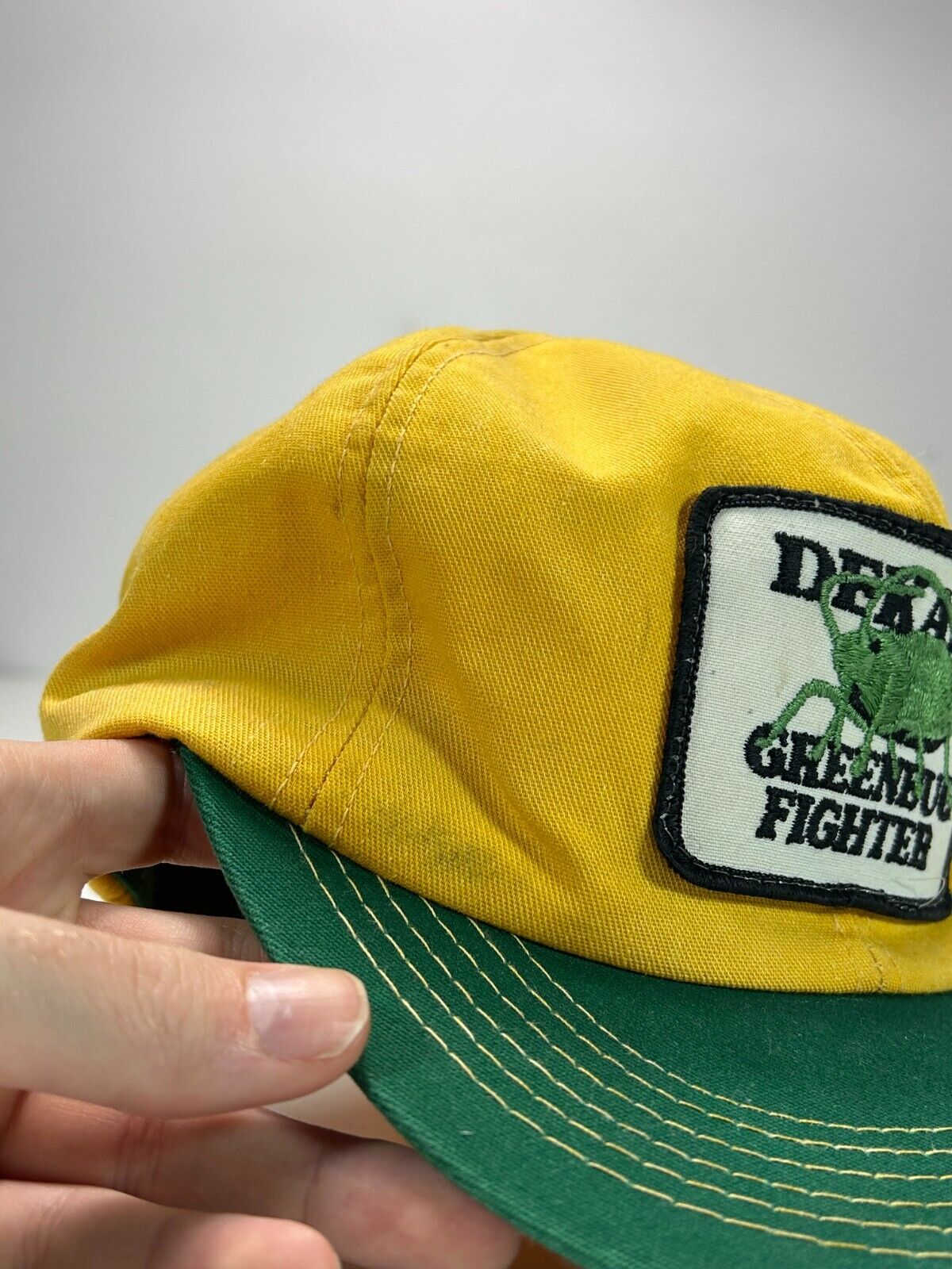 Vintage 80s Dekalb Green Bug Fighter Embroidered Patch Snapback Hat OSFA