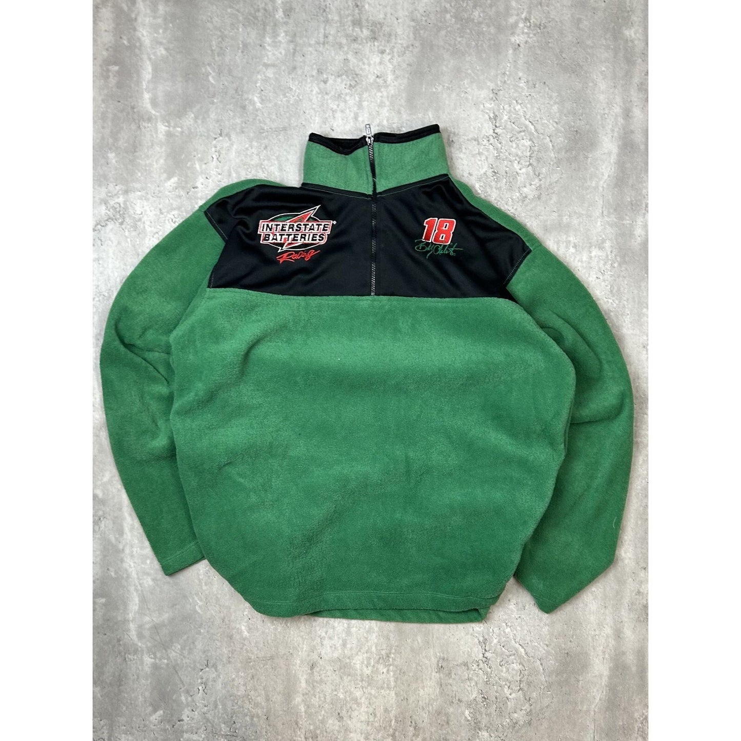 Vintage Bobby Labonte #18 NASCAR Interstate Fleece Sweatshirt Size XL Green