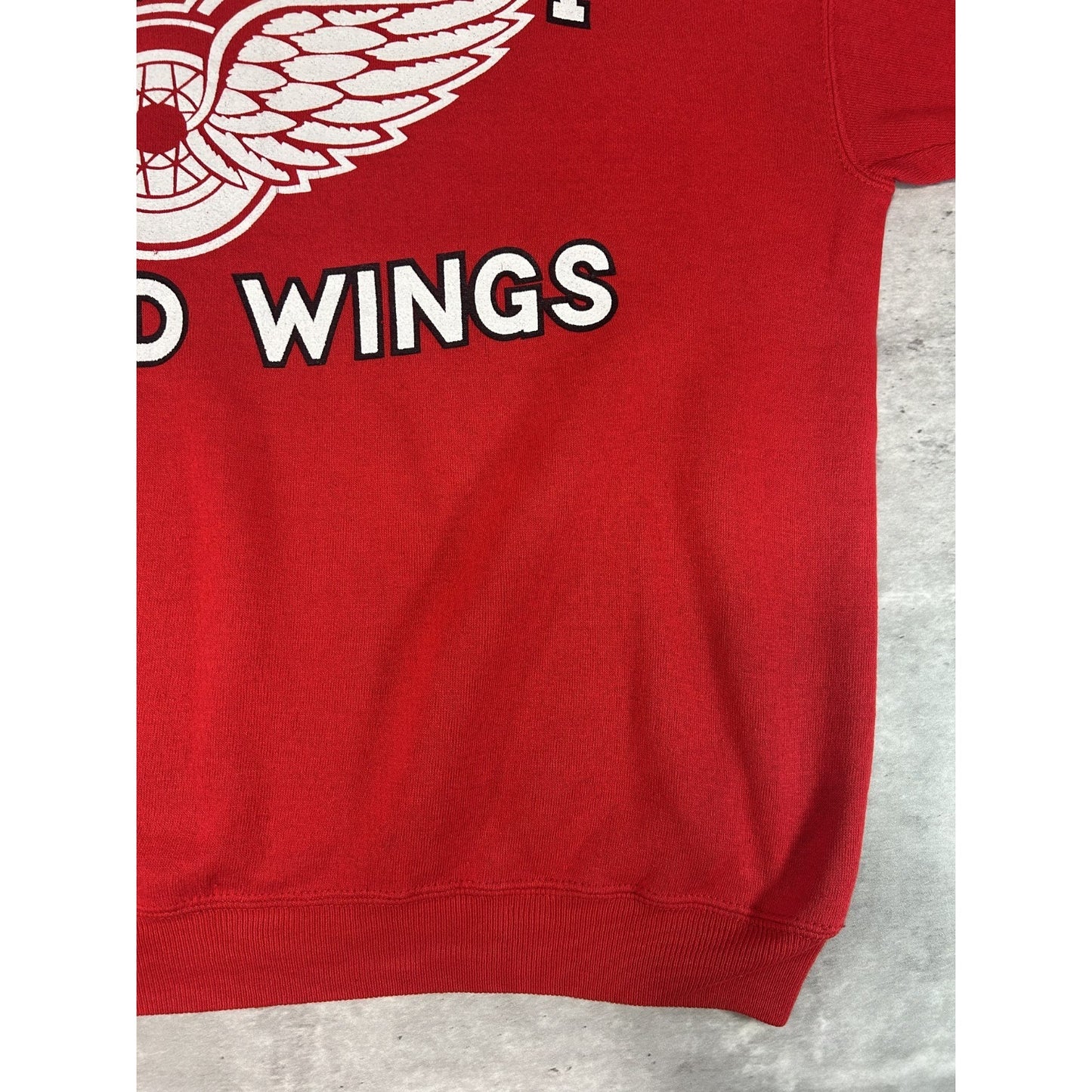 Vintage 80s Detroit Red Wings NHL Starter Spellout Graphic Sweatshirt Size Large