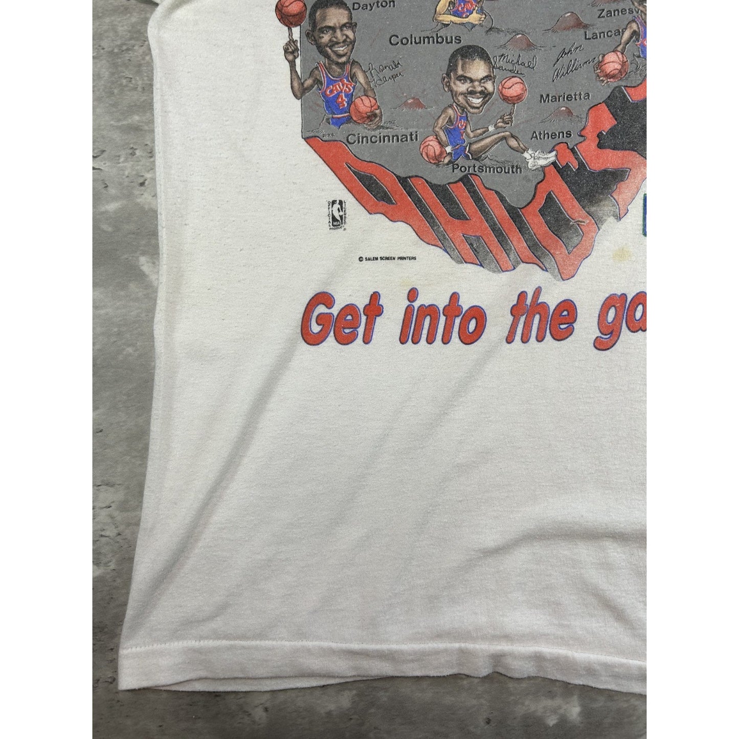 Vintage 90s Cleveland Cavaliers NBA Ohios Team Caricature T-Shirt Size XL
