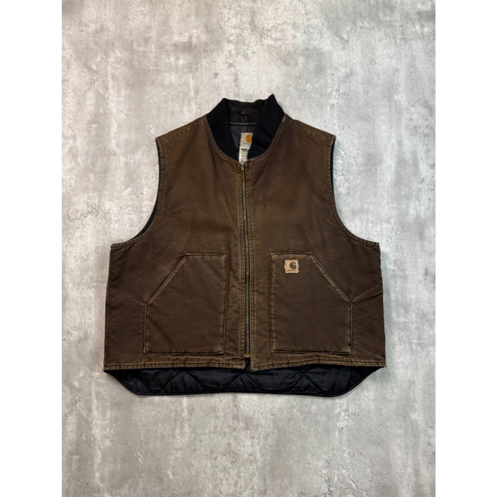 Vintage Carhartt Insulated Canvas Workwear Brown Vest Size 2XL