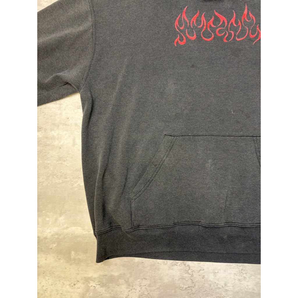 Vintage 2001 Freedom Cycle Inc Flame Graphic Hooded Sweatshirt Size XL