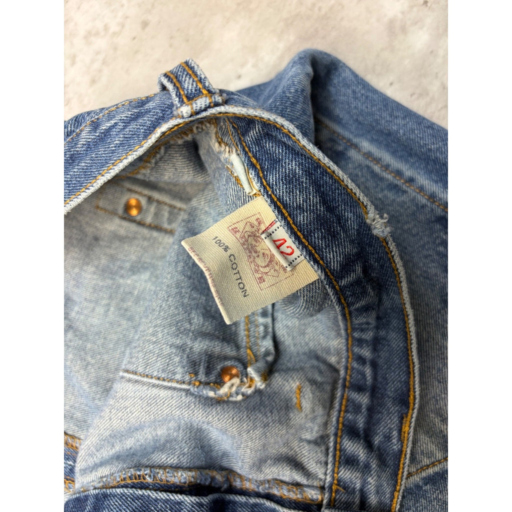 Vintage Y2K Evisu Two Tone Pocket Logo Medium Wash Denim Pants Size 40