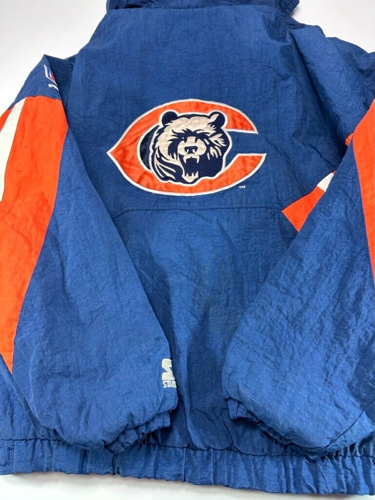 Vintage 90s Chicago Bears NFL 1/2 Zip Starter Insulated Pullover Jacket XL YOUTH