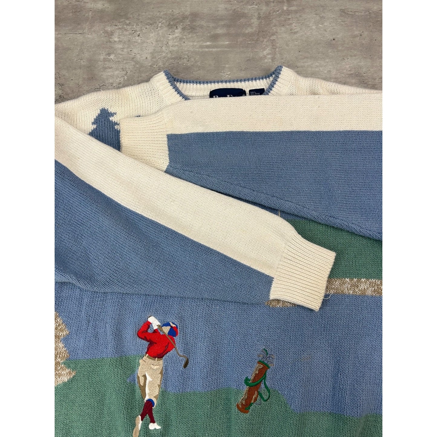 Vintage 90s Par Far Golf Landscape Print Pullover Knit Sweater Size Large