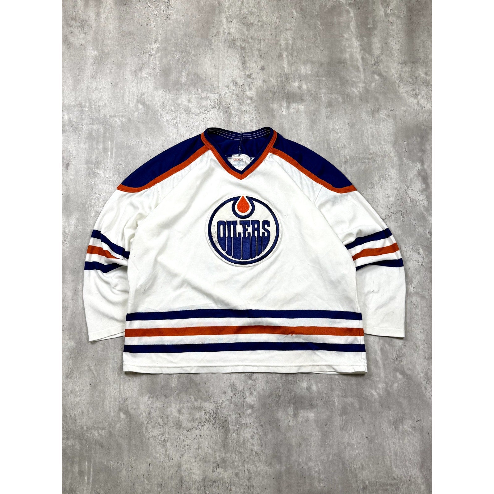Vintage 1988 Edmonton Oilers NHL CCM Maska Hockey Jersey Size XL