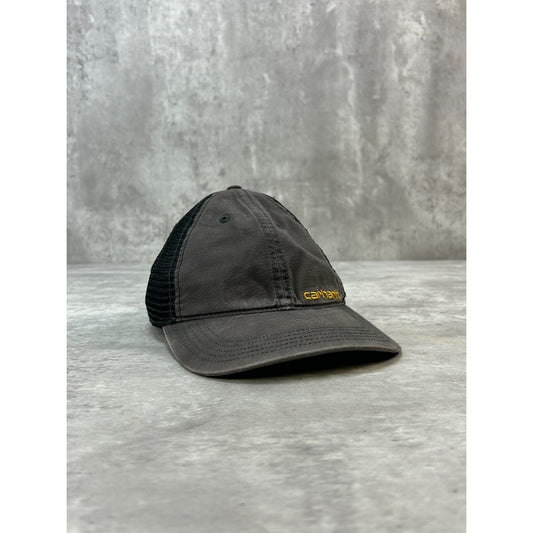 Vintage Carhartt Embroidered Spellout Workwear Trucker Snapback Hat OSFA