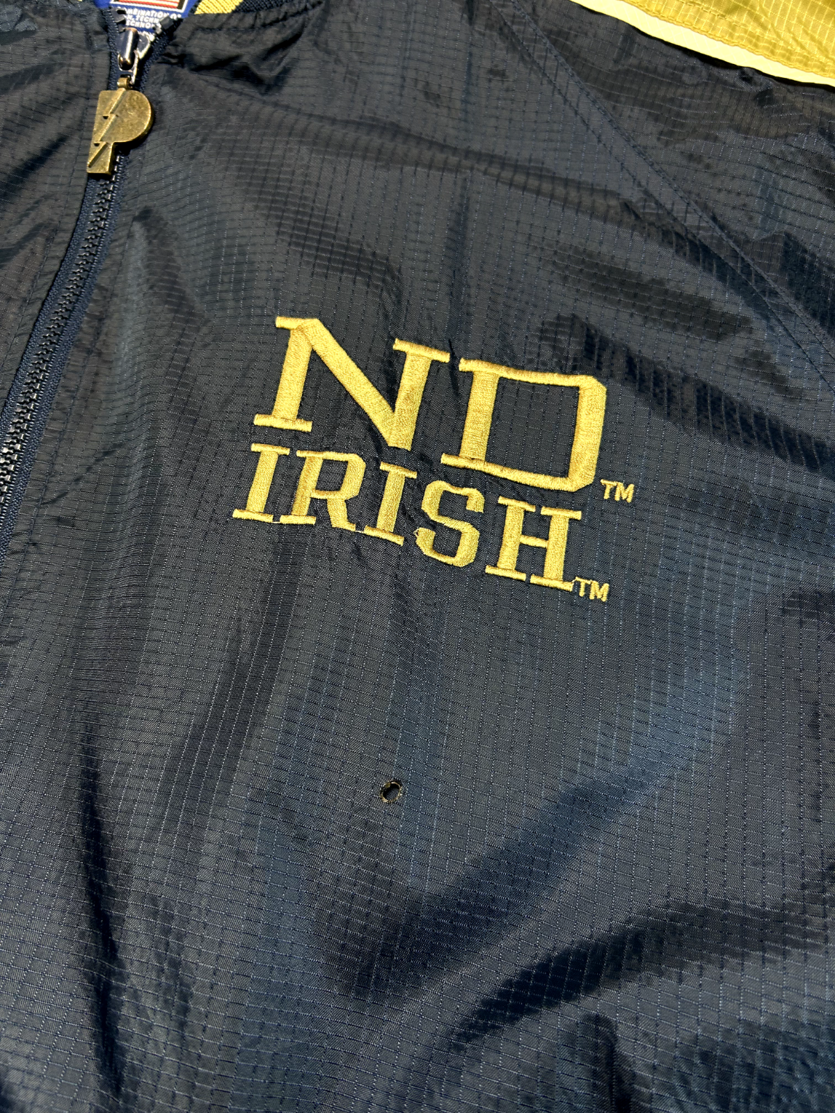 Vintage 90s Notre Dame Fighting Irish NCAA Full Zip Windbreaker Jacket Sz XL