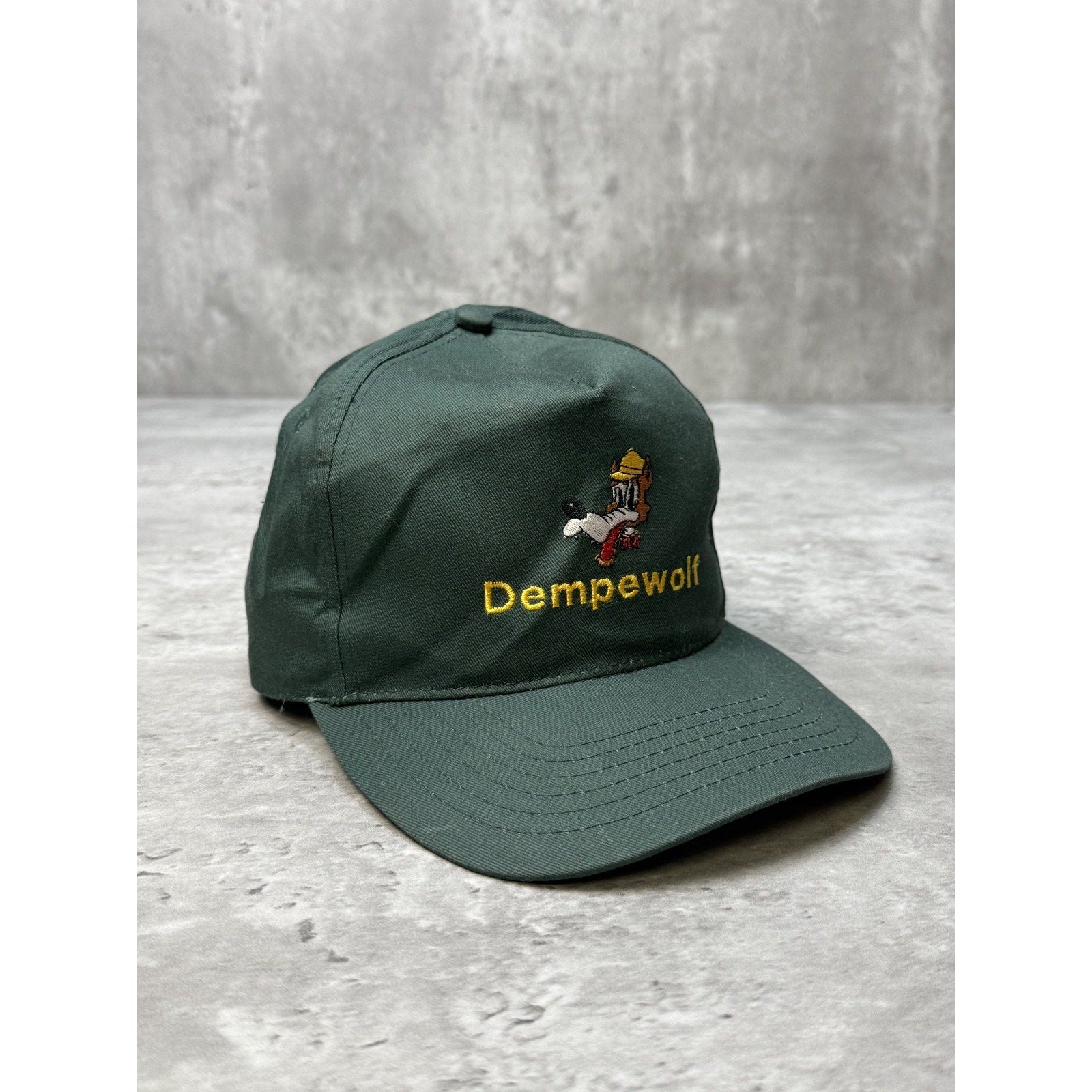 Vintage Dempewolf Auto Dealership Embroidered Mascot Snapback Hat OSFA