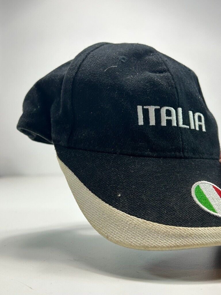 Vintage Italia Embroidered Destination Spell Out Strapback Hat OSFA Black