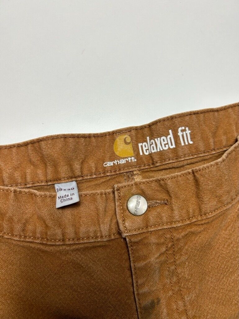 Carhartt Relaxed Fit Canvas Workwear Carpenter Pants Size 38W Beige