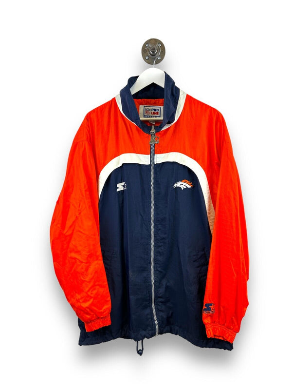 Vintage 90s Denver Broncos NFL Nylon Starter Windbreaker Jacket Size Large