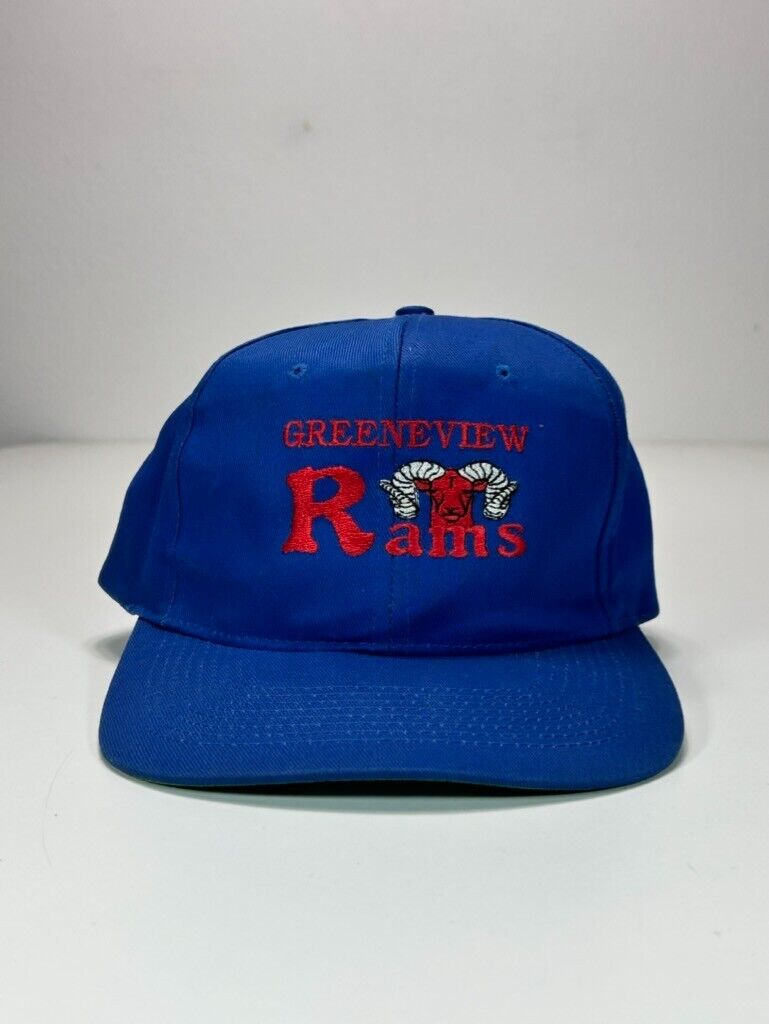 Vintage 90s Greenview Rams Embroidered Spellout Snapback Hat OSFA