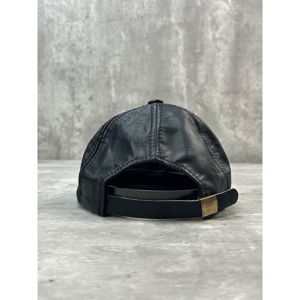 Vintage 90s Pittsburgh Steelers NFL Embroidered Leather Strapback Hat OSFA
