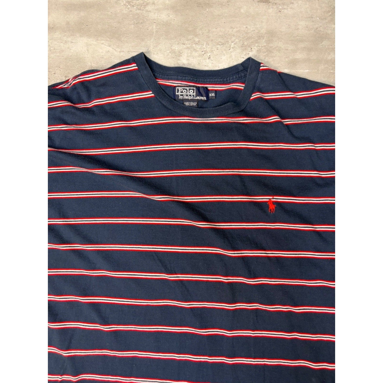 Vintage Polo Ralph Lauren Embroidered Pony Striped T-Shirt Size 2XL