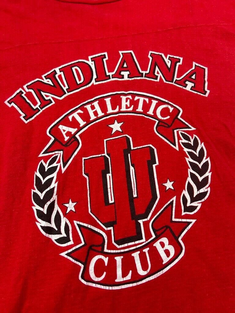 Vintage 80s University Of Indiana NCAA Athletic Club 3/4 Sleeve Jersey Size XL