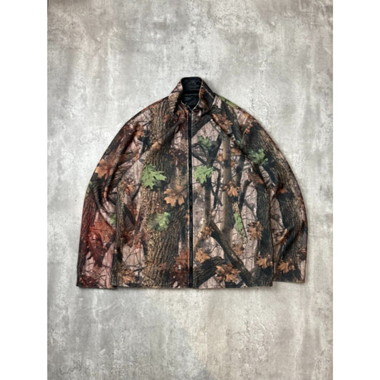 Vintage Aqua Stop Tree Camo Reversible Fleece Nylon Hunting Jacket Size Large