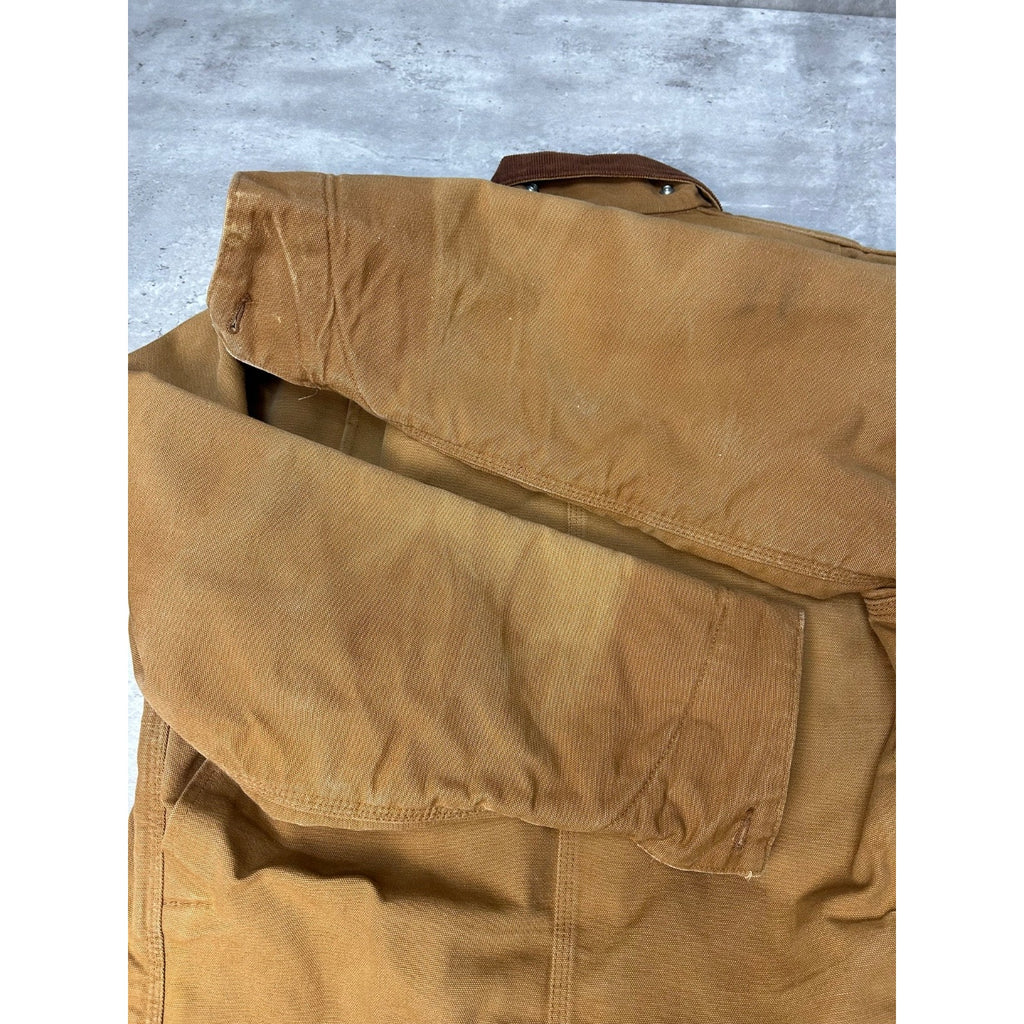 VTG 90s Carhartt Blanket Lined Canvas Workwear Chore Barn Coat Jacket Size Large