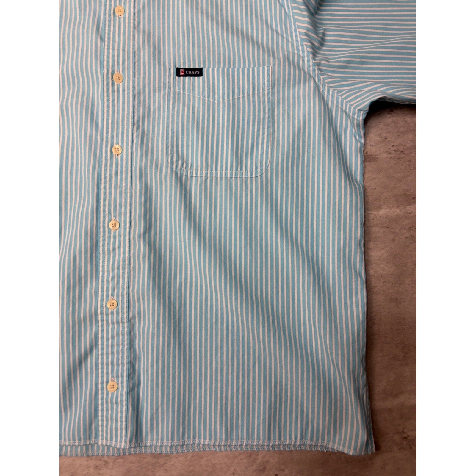 Vintage Chaps Striped Long Sleeve Cropped Button Up Shirt Size Large
