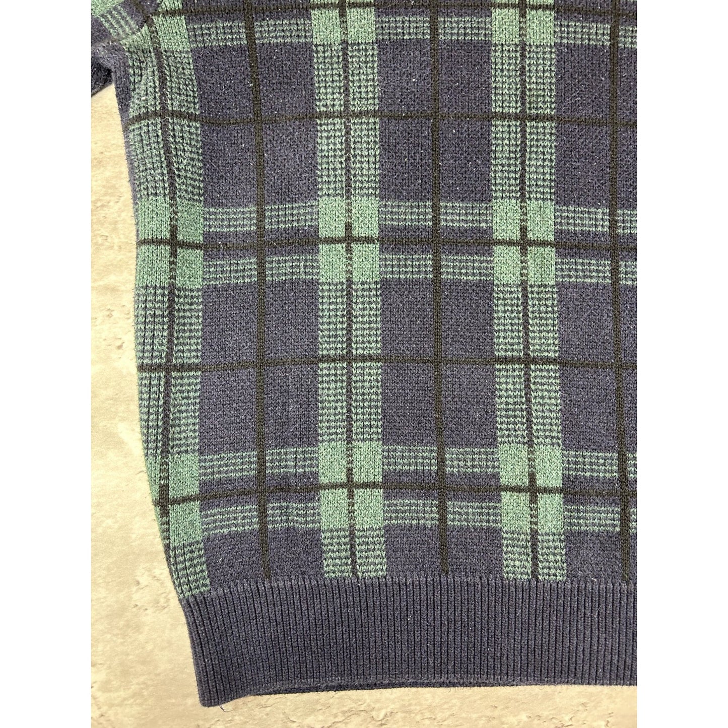Vintage 90s Jos. A. Bank Plaid Print Pullover Ribbed Knit Sweater Size Large