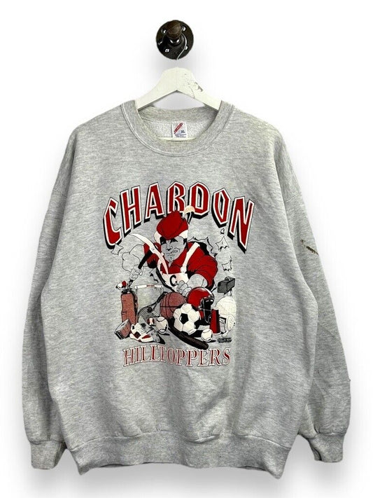 Vintage 1995 Chardon Hilltoppers Collegiate Mascot Sports Sweatshirt Size XL