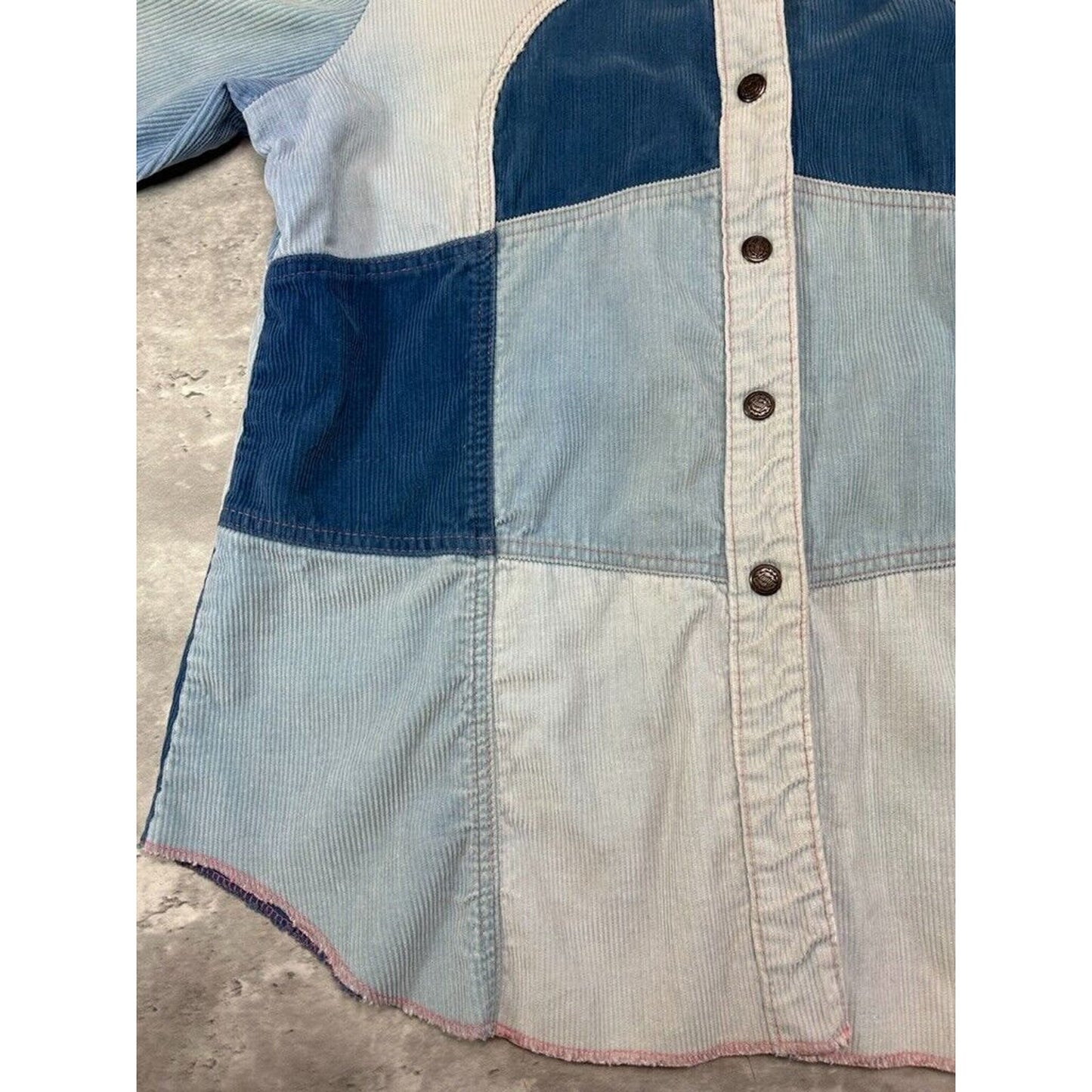 Vintage 1970s Monrose Knitwear Corduroy Pattern Button Up Shirt Size Medium