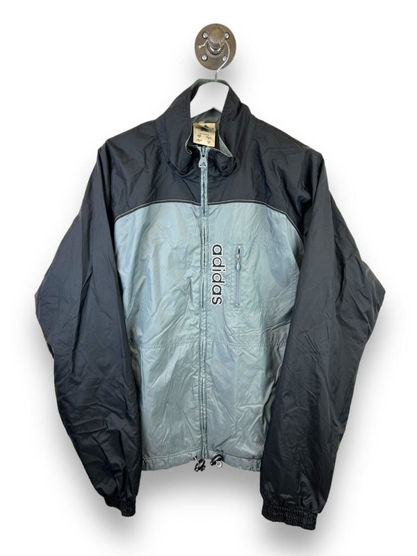 Vtg 90s Adidas Embroidered Spellout Nylon Full Zip Windbreaker Jacket Sz Small
