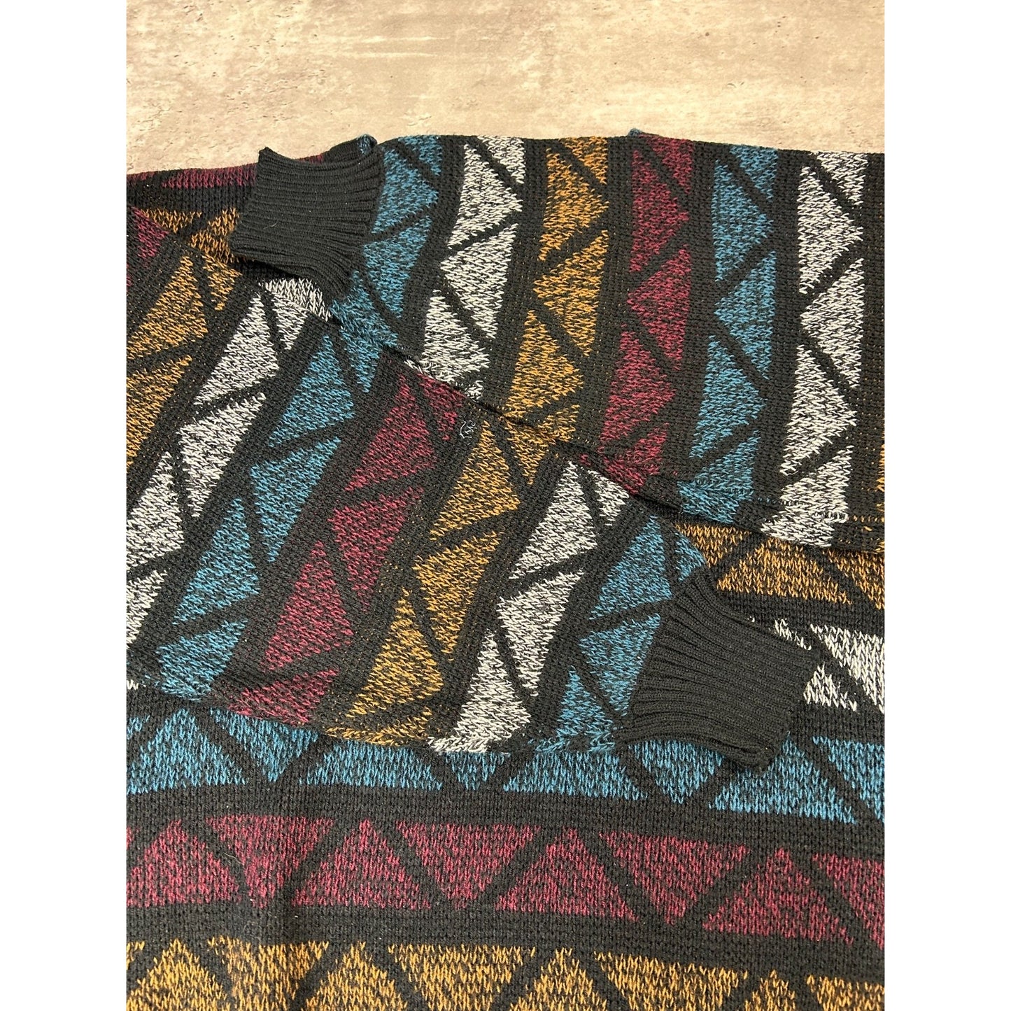 Vintage 90s Michael Gerard Diamond Striped Knit Sweater Size Large