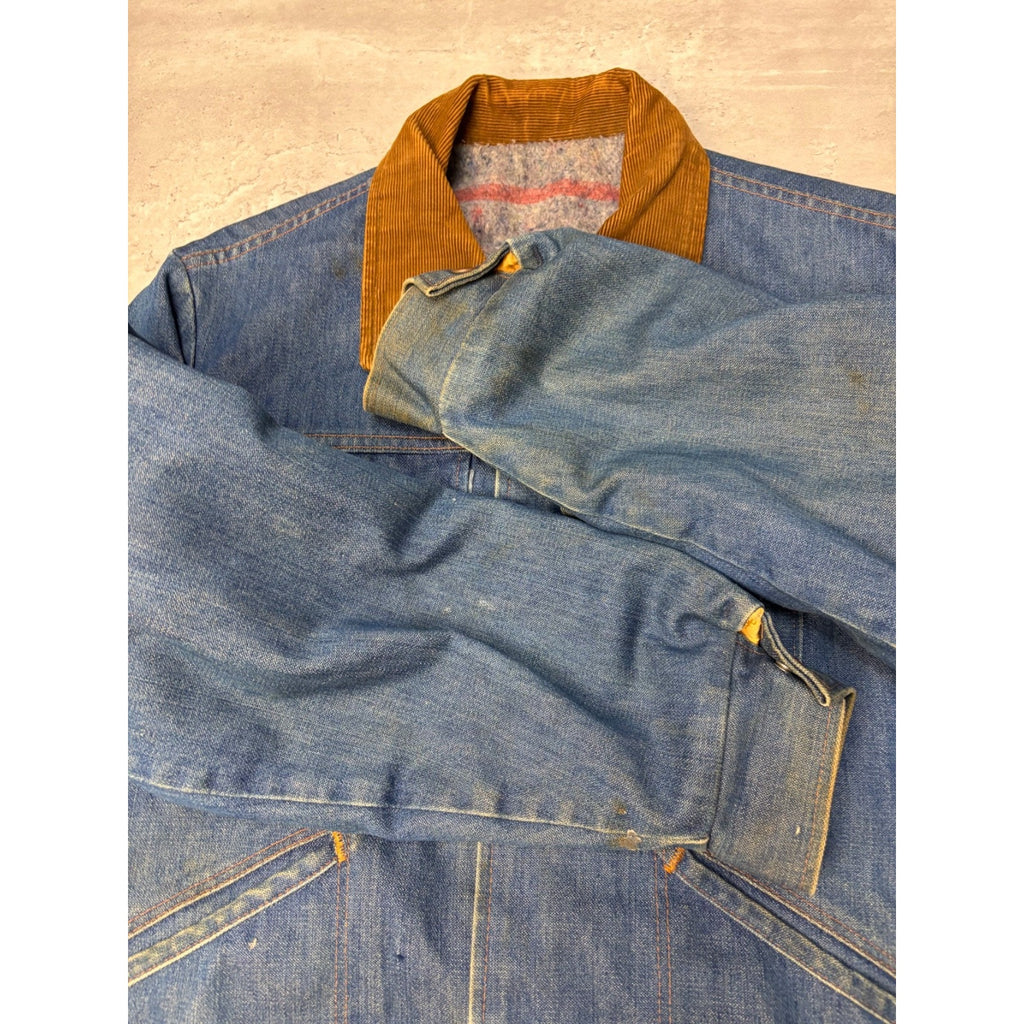 VTG 1970s Maverick Wrangler Blanket Lined Medium Wash Denim Jacket Size Large
