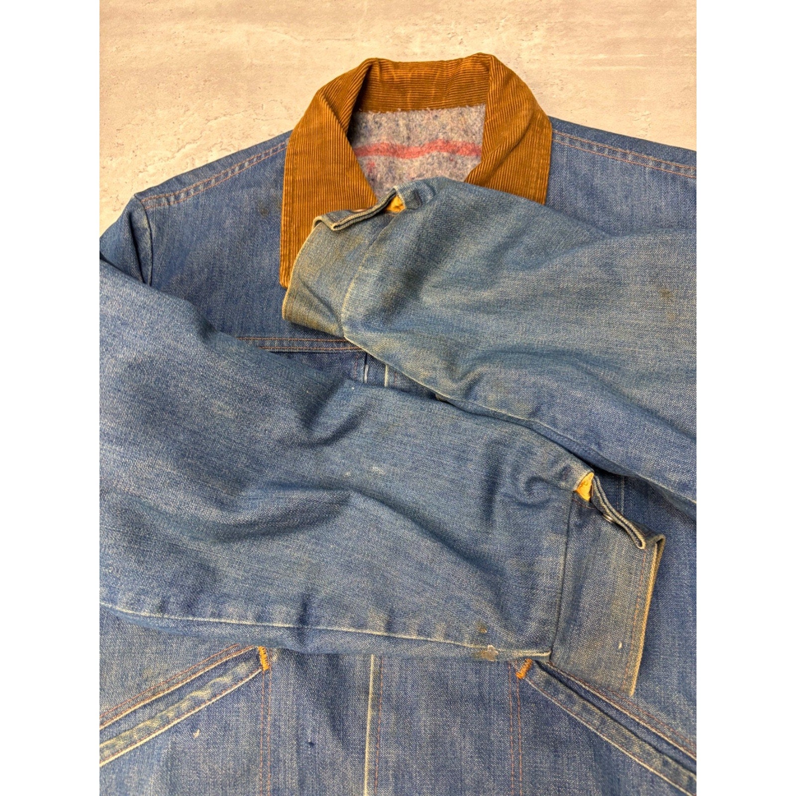 VTG 1970s Maverick Wrangler Blanket Lined Medium Wash Denim Jacket Size Large