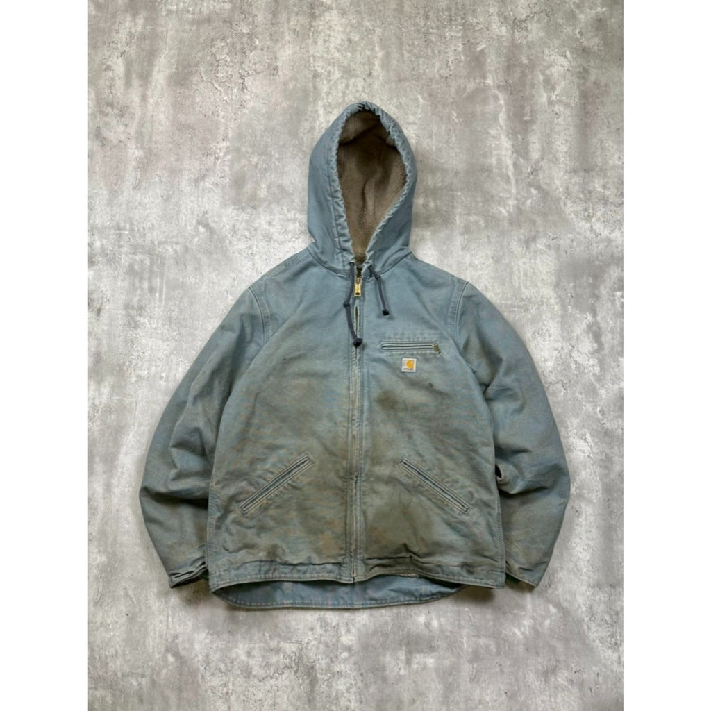 Vintage Womens Carhartt Sherpa Lined Full Zip Hooded Detroit Jacket Size Medium
