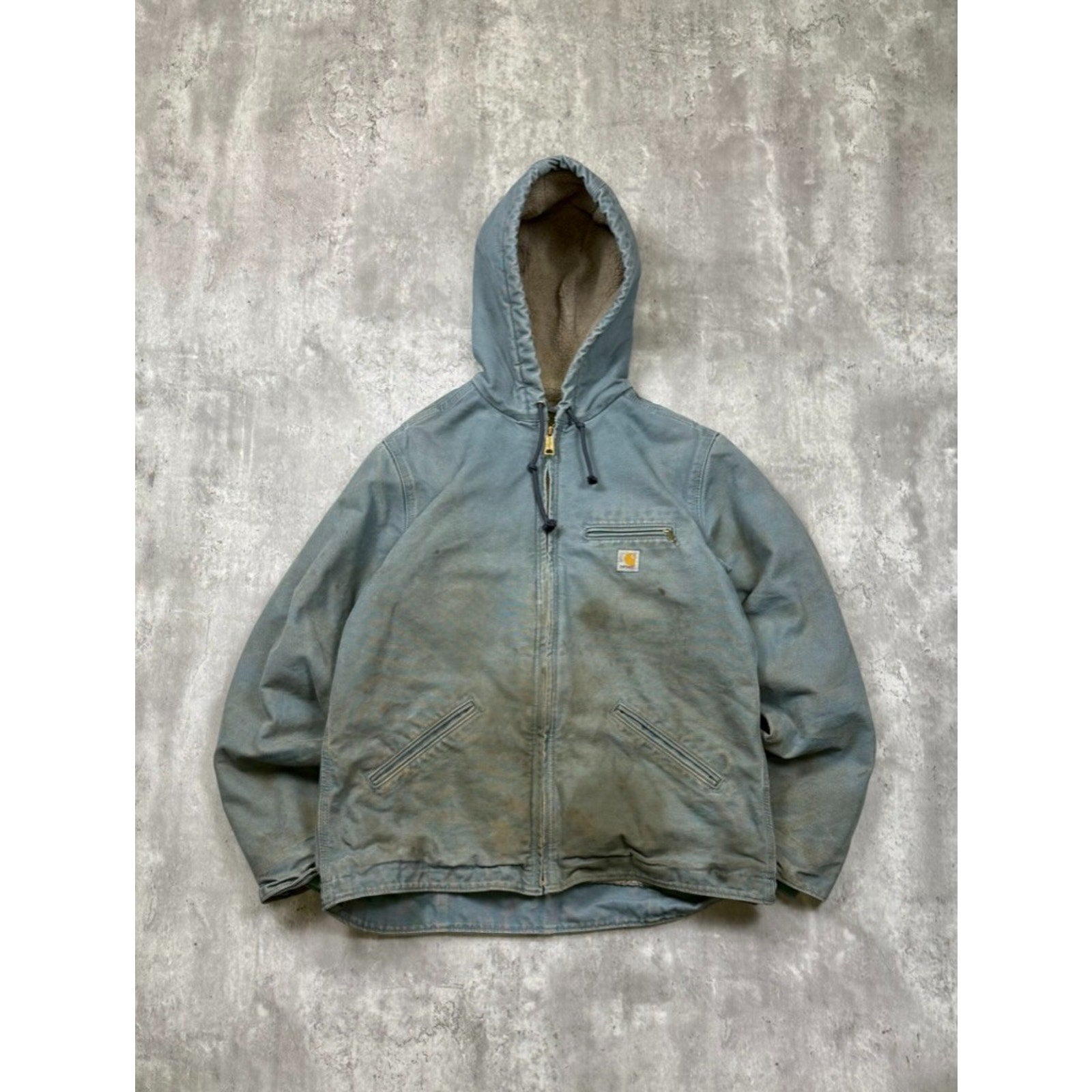 Vintage Womens Carhartt Sherpa Lined Full Zip Hooded Detroit Jacket Size Medium