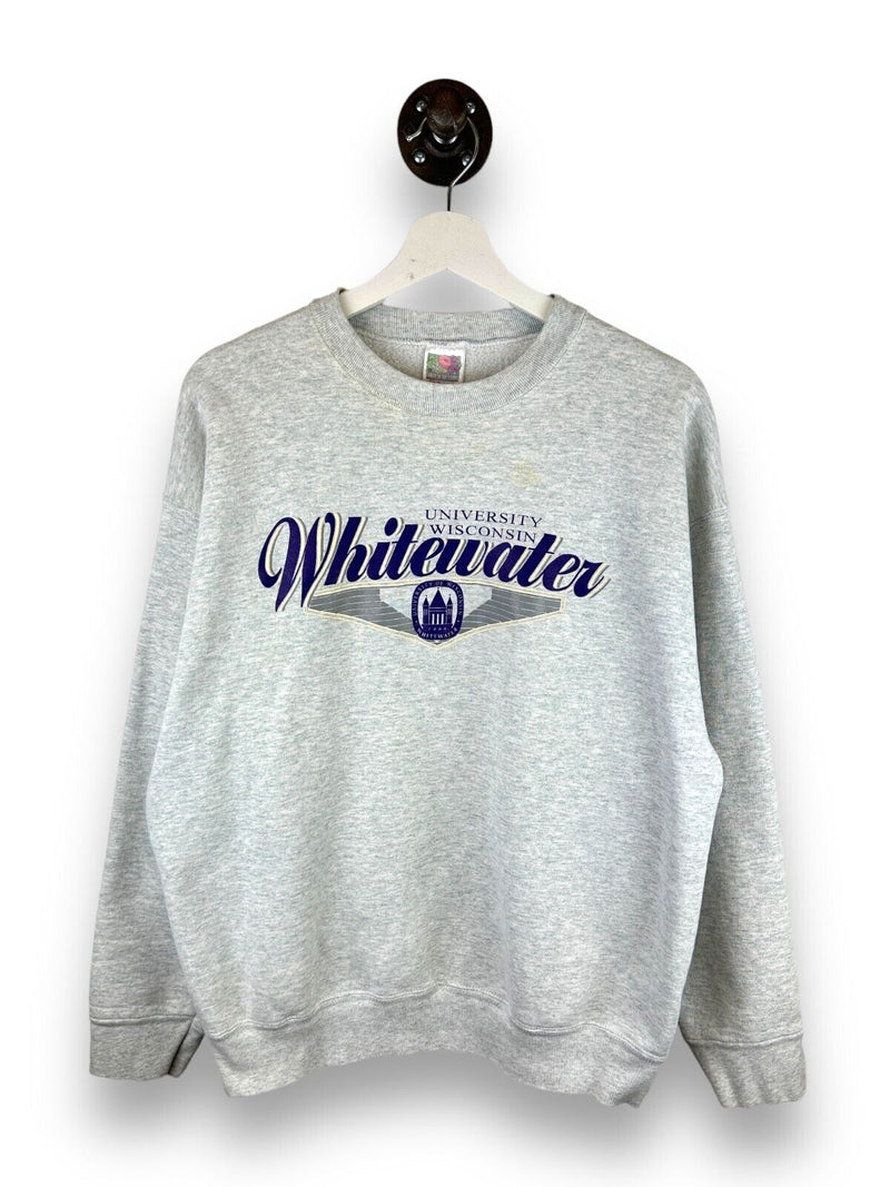 Vintage 90s Wisconsin Whitewater University Spell Out Sweatshirt Size XL Gray