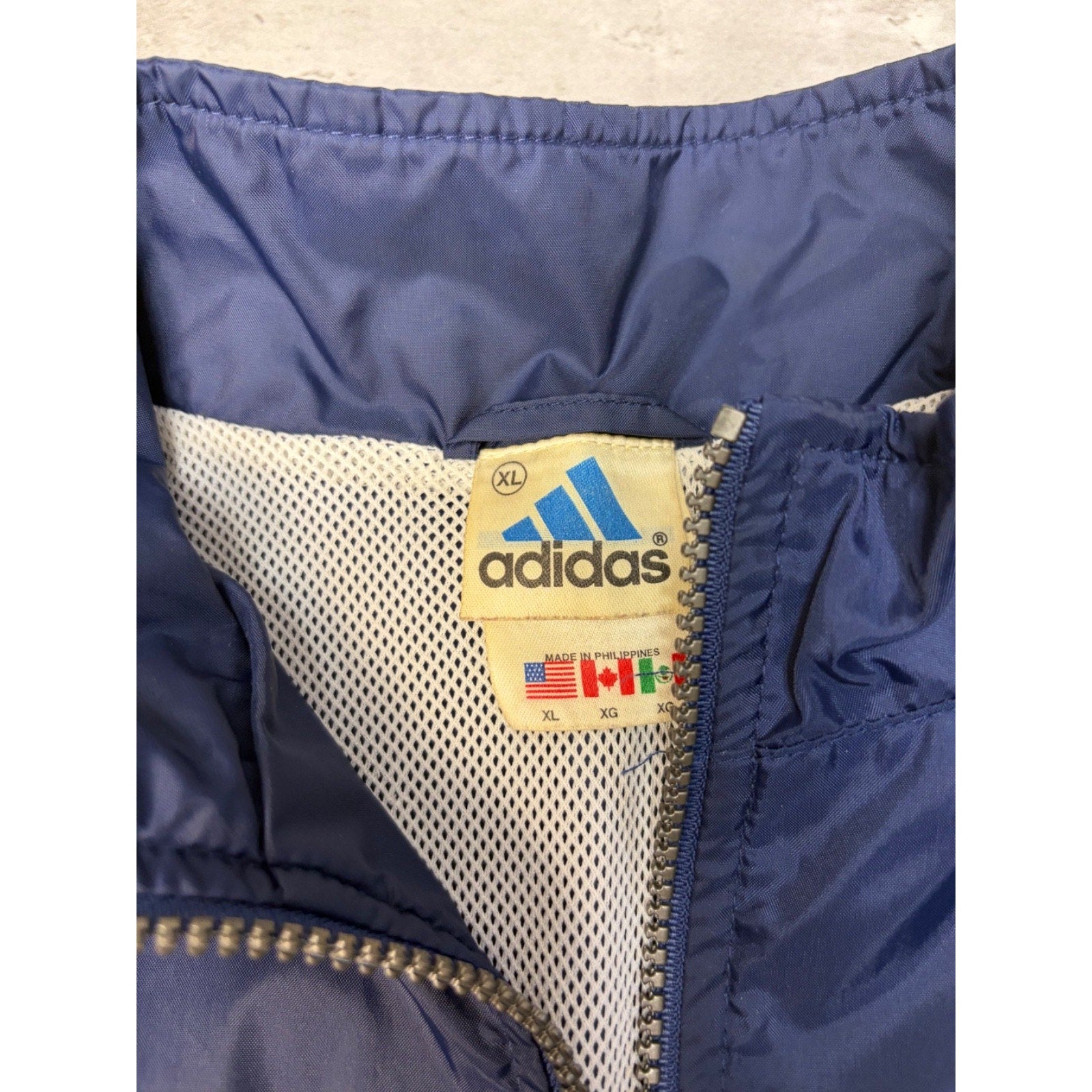 Vintage Adidas Embroidered Logo Two Tone Windbreaker Jacket Size XL