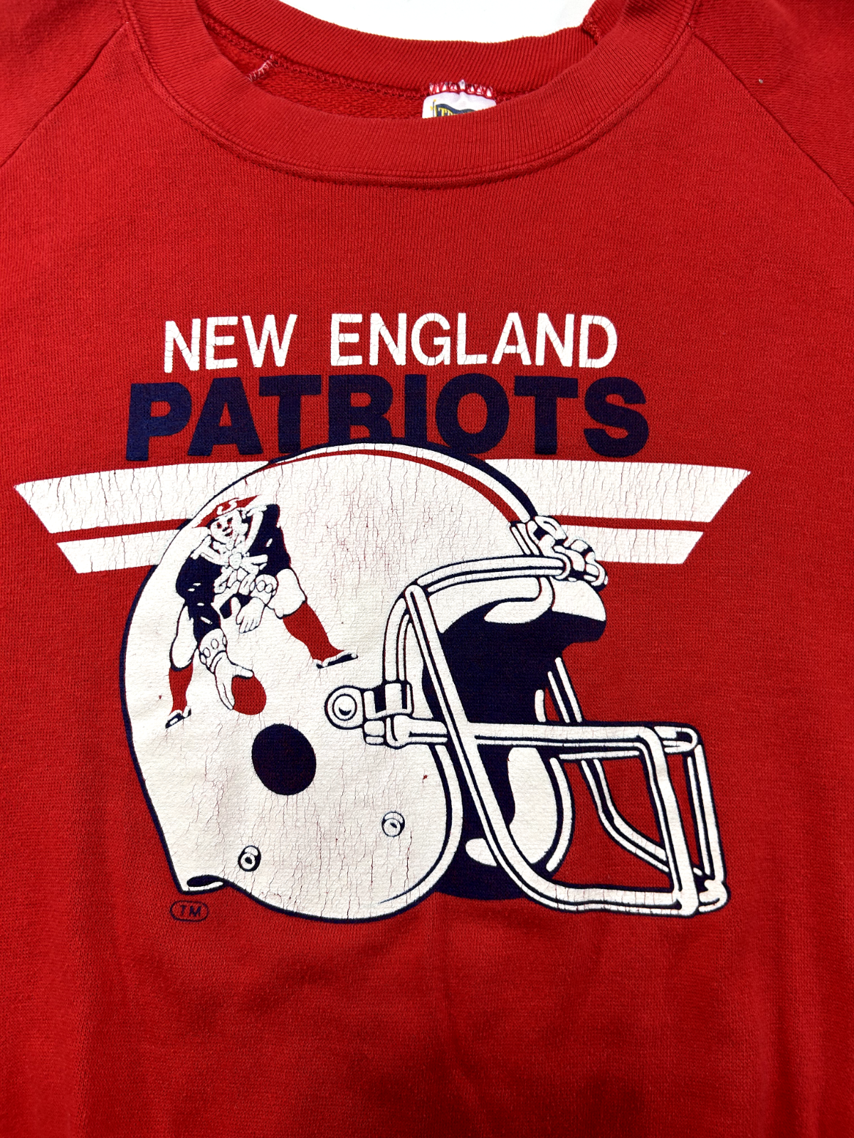 Vintage 80s New England Patriots NFL Helmet Graphic Sweatshirt Size Large