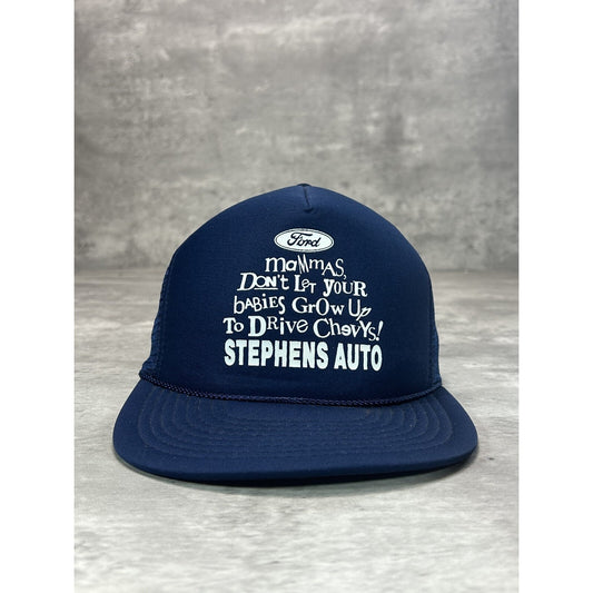 VTG 80s Stephens Auto Dont Let Your Kids Drive Chevys Trucker Snapback Hat OSFA