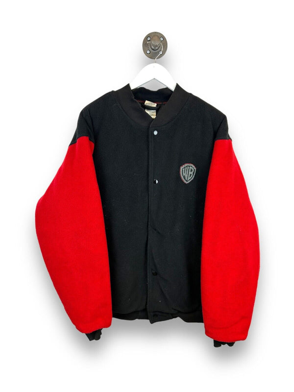 Vintage Warner Bros Fleece Insulated Bomber Style Jacket Size XL Black