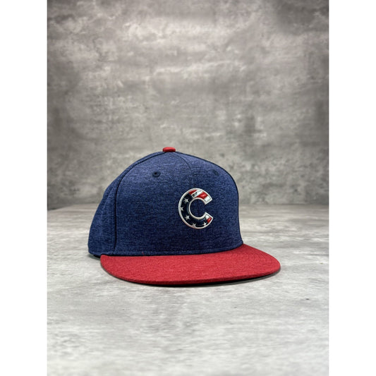 Chicago Cubs MLB 4th Of July American Flag Logo Baseball Fitted Hat 7 1/2