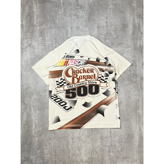 Vintage 90s Nascar Cracker Barrel 500 All Over Print Graphic T-Shirt Size Medium