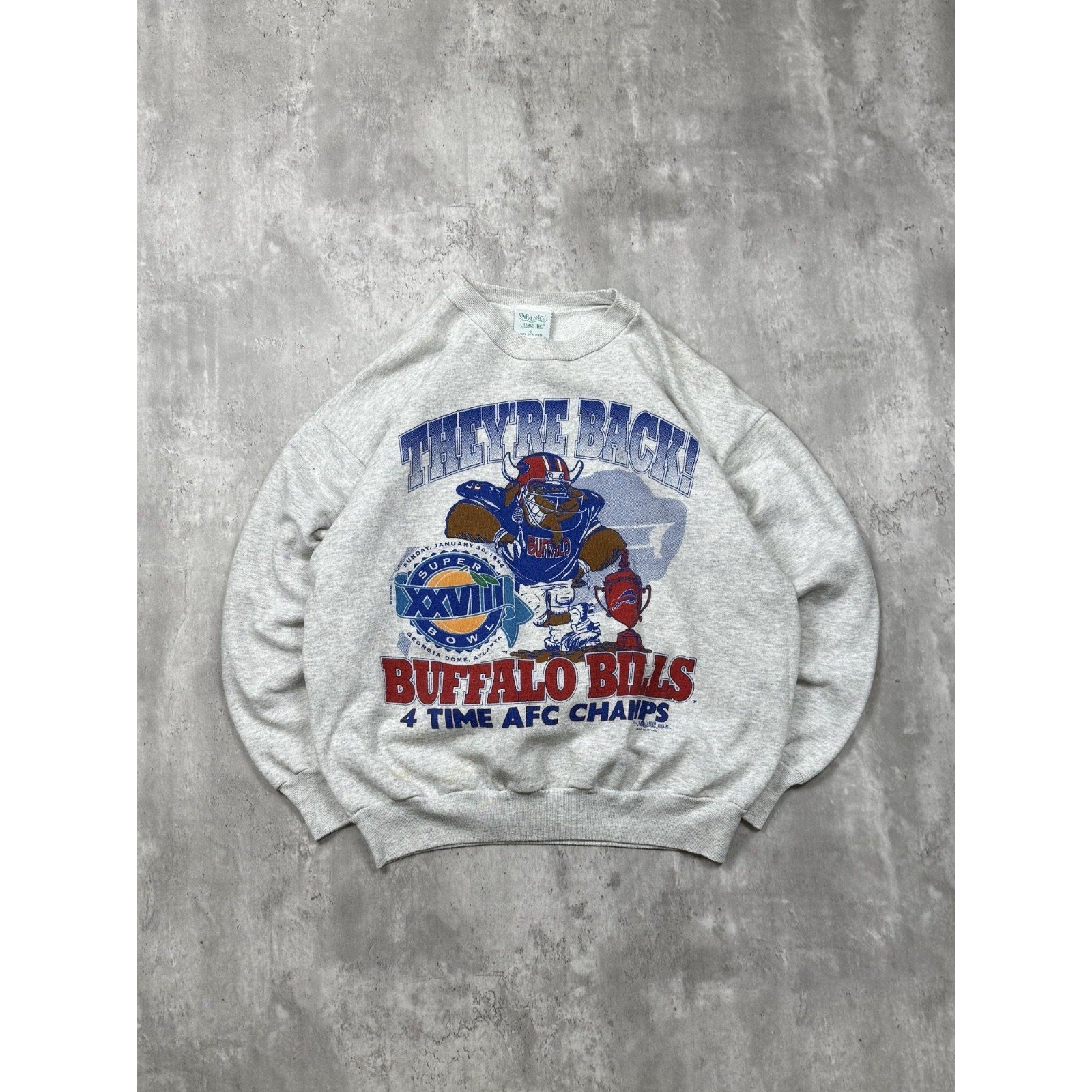 Vintage 1994 Buffalo Bills NFL 4 Time AFC Champs Graphic Sweatshirt Size Large