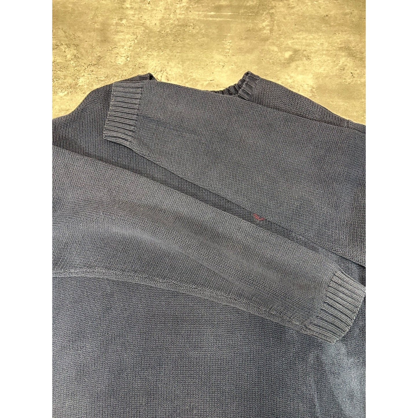 Vintage Chaps Embroidered Crest Pullover Ribbed Knit Sweater Size Large