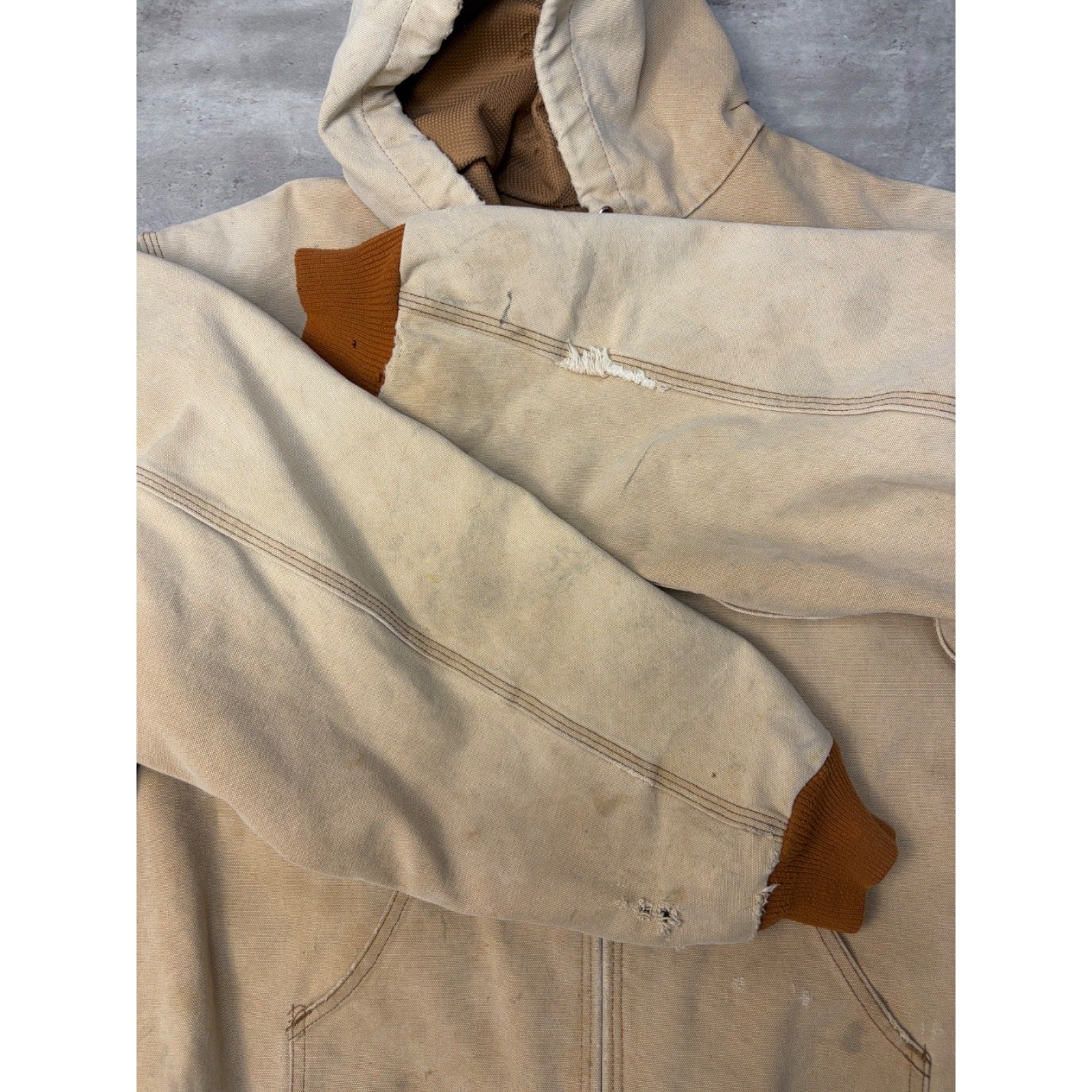 Vintage Carhartt Workwear Thermal Lined Hooded Bomber Jacket Sz 3XL J03 BRN