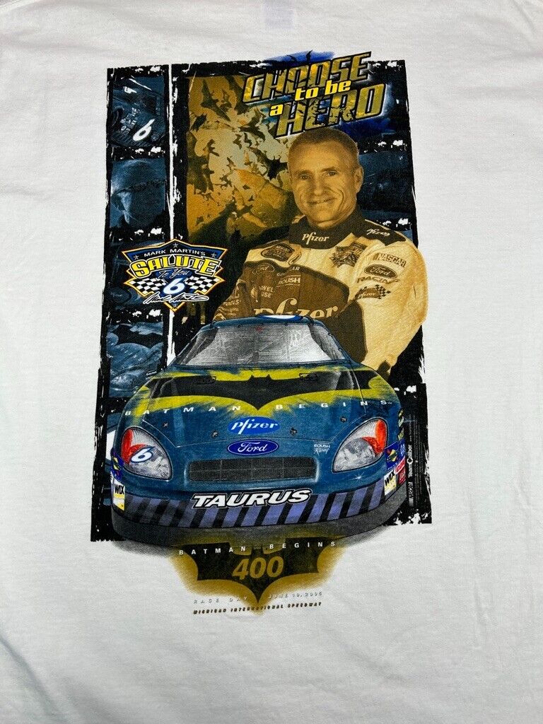 Mark Martin #6 Nascar Racing Choose To Be A Hero Batman Begins T-Shirt Sz Large