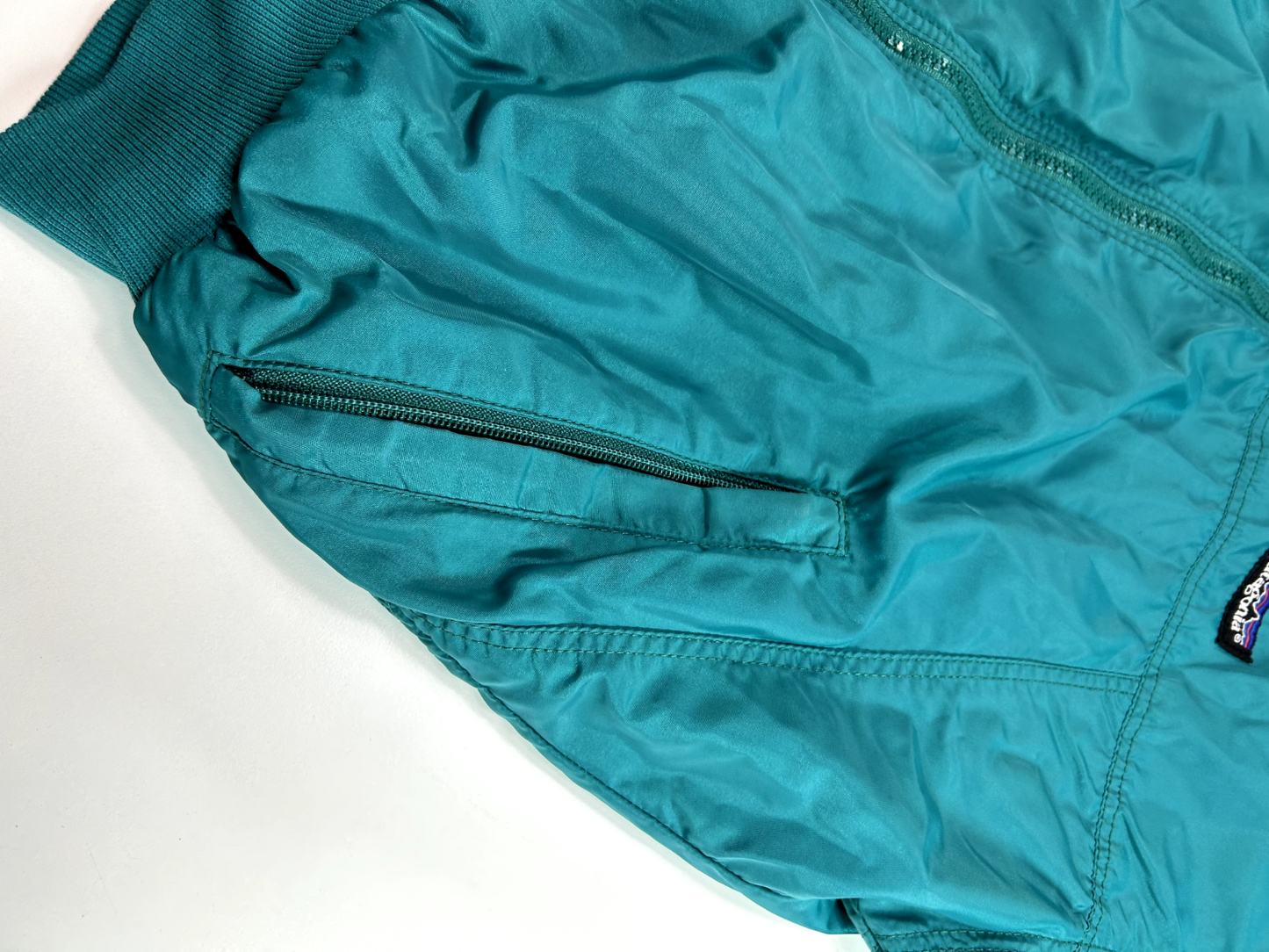 Vintage 80s/90s Patagonia Fleece Lined Full Zip Warm Up Jacket Size Small Teal