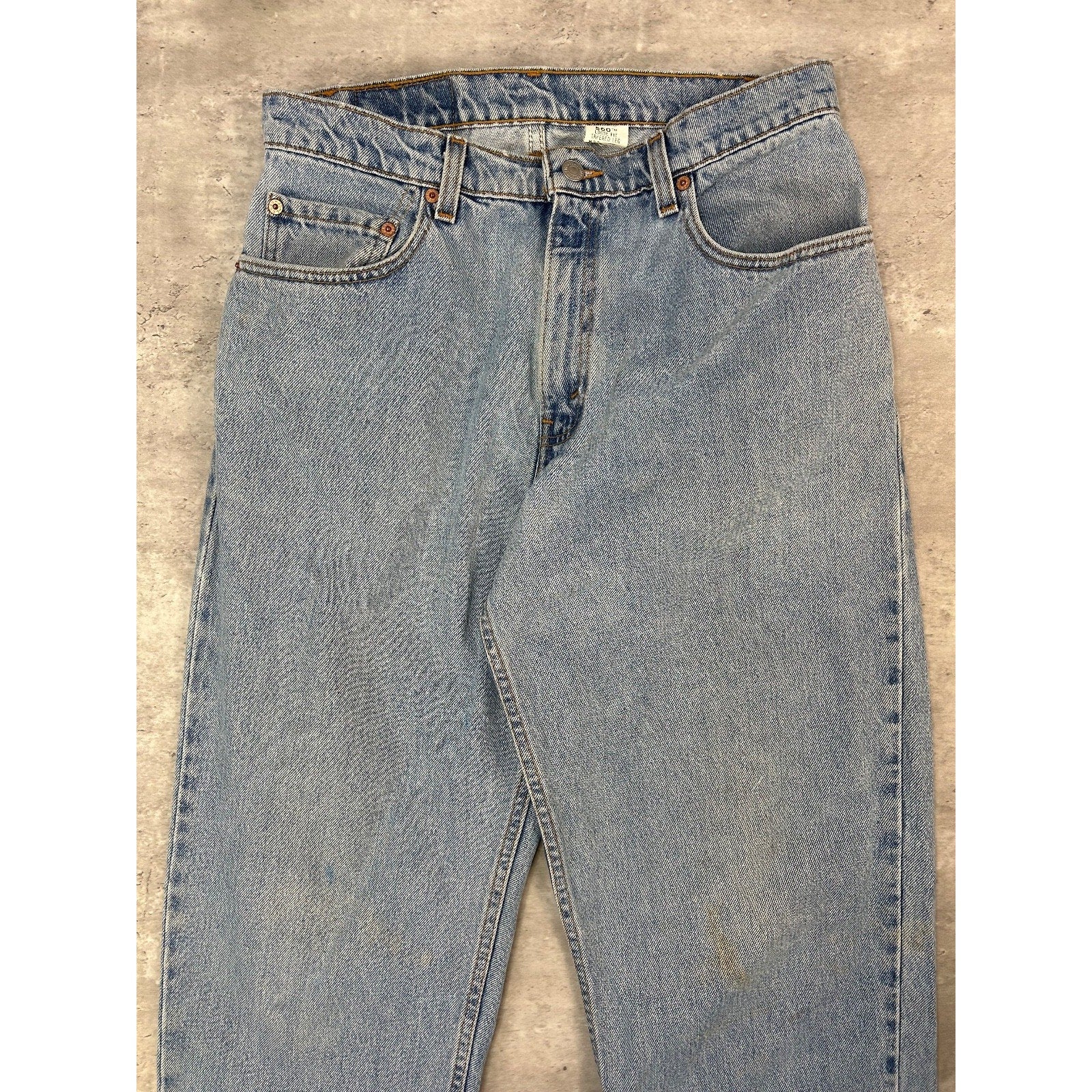 Vintage 90s Levis 560 Red Tab Loose Fit Light Wash Denim Pants Size 31 Blue