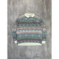 Vintage 90s Women's Alfred Dunner Abstract Striped Collared Knit Sweater Large